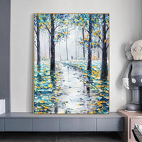 Abstract Modern Landscape Hand Painted Forest Canvas Oil Paintings On Wall Art Tree As