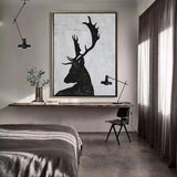 Modern Decorative Deer Canvas Wall Art Hand Painted Animal Oil Painting For Living Paintings Artwork