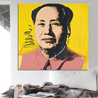 Hand Painted Oil Painting Andy Warhol Mao Zedong Character Portrait Canvas Decors