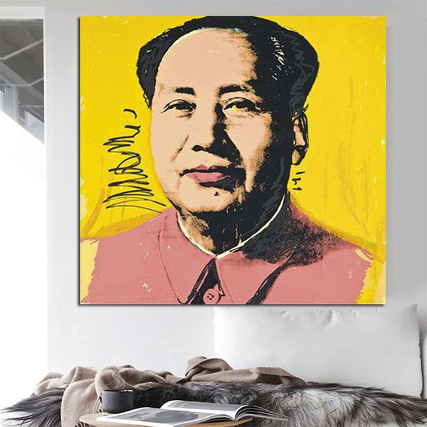 Hand Painted Oil Painting Andy Warhol Mao Zedong Character Portrait Canvas Decors