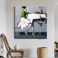 Hand Painted Oil Painting People Abstract Canvas Home Room s