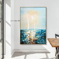 Hand Painted Abstract Wall Art Seascape Minimalist Modern On Canvas Decorative