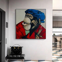 Hand Painted Animal Modern Abstract Cool Gorilla Canvas Art Fashion Oil Painting On Canvas As