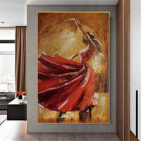 Hand Painted Girl Dancing Flamenco Figure Canvas Oil Painting Art Sexy Woman Painting Artwork Pieces