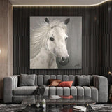 High Hand Painted Horses Abstract Oil Painting Modern White Horse Oil Painting On Canvas