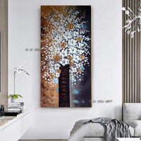 wall painting Oil Paintings Hand Painted White Orange Flowers painting Hand Painted