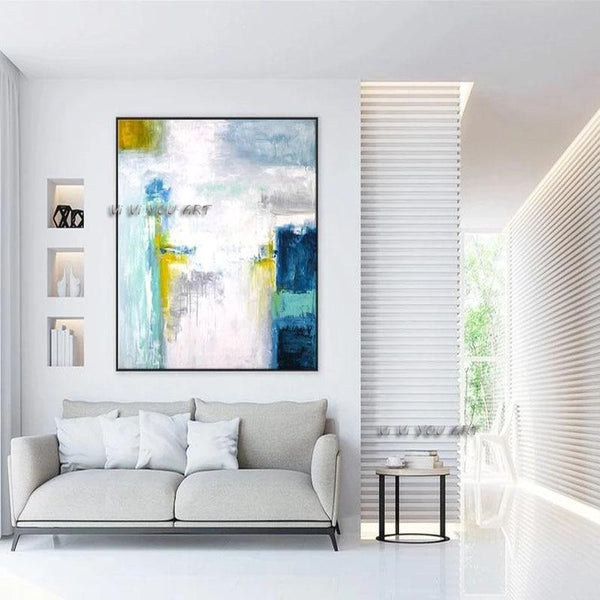 Abstract Painting Canvas Contemporary Peaceful And Colorful Modern Minimalist Hand Painted Office Living