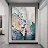 Hand Painted Blue Mountain Backdrop Decorative Painting Entrance Hallway Office Lobby Paintings