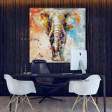 Hand Painted Abstract Wall Art Elephant Minimalist Decorative Modern On Canvas