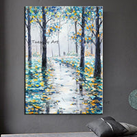 Hand Painted Texture Huge Landscape Abstract Oil Painting Modern Canvas Art Decorative Knife Tree Painting For Wall Decor