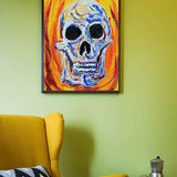 Hand Painted Abstract Oil Painting Canvas Skeleton Abstract Artwork Carving Art Room Halloween