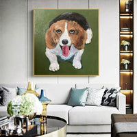 Hand Painted Cute Dog Animal Oil Paintings Hot Sell Wall Art Modern Unique