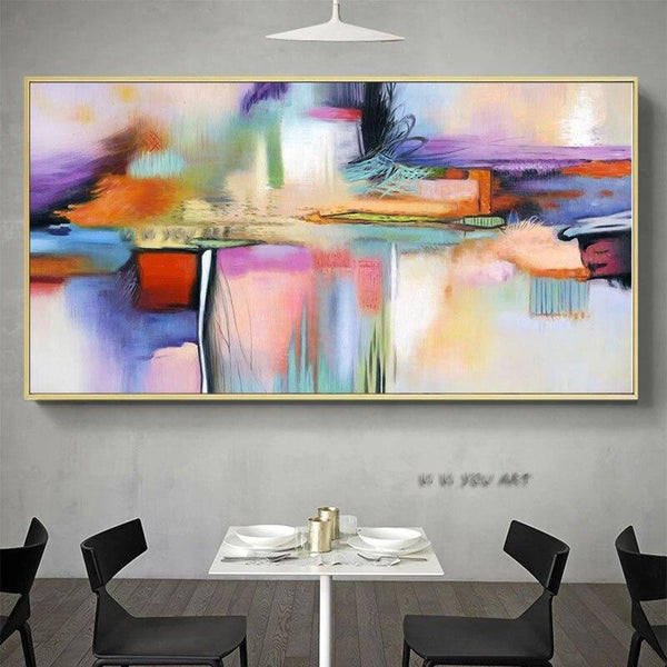 Hand Painted Canvas Colorful Abstract Modern Bedroom