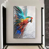 Hand Painted Modern Animal Oil Painting Colorful Parrot Abstract Canvas s