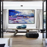 Hand Painted Painted Thick Colorful Painting Modern Contemporary Abstract Wall Art Extra Canvas For Office