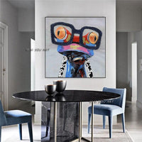 Frog With Glass Wall Art Animal Canvas Arts Bedroom