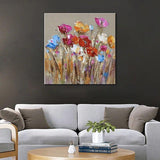 Hand Painted Retro Knife Flower Abstract Oil Painting Canvas Modern Wall Decor