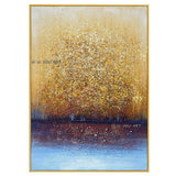 Hand Painted Abstract Canvas Golden Tree Minimalist Modern Office