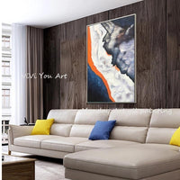 Abstract Painting Hand Painted Contemporary Art Gray Vertical Textured Design Artwork wall pictures