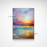 Hand Painted Abstract Wall Art Seascape Minimalist Modern On Canvas Decorative