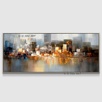 Hand Painted Abstract City Building Landscape Minimalist Modern On Canvas Decorative