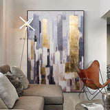 Hand Painted Abstract Wall Art City Building Minimalist Modern On Canvas Decorative