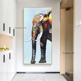 Oil painting On Canvas Abstract Animal Elephant Hand Painted Acrylic Colourful Wall Art Painting