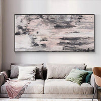 Canvas Oil Painting Hand Painted Art Modern Pink and White Gray Marble Texture Canvas Painting Room Decor