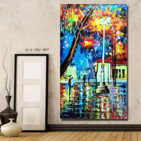 City Street Landscape Abstract Canvas Painting Wall Art Bedroom