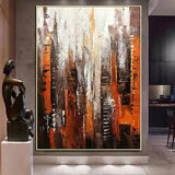 Hand Painted Urban Architecture Oil Painting Landscape Abstract Canvas Retro Wall Arts