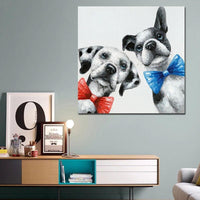 Lovely Dog Hand Painted Cartoon Cute Animal Oil Painting Kids Room Decorative Item Canvas For Home