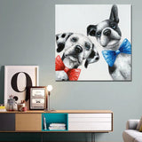 Lovely Dog Hand Painted Cartoon Cute Animal Oil Painting Kids Room Decorative Item Canvas For Home