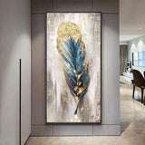 Handmade Modern Abstract Oil Painting Canvas Painting Golden feather (hand painted)