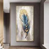 Handmade Modern Abstract Oil Painting Canvas Painting Golden feather (hand painted)