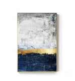 Hq Canvas Print Wall Art Modern Abstract Layered Navy Gold With Frame 60X90Cm Only Canvas / 142-01