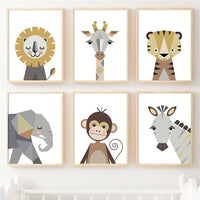 Kids Room Lion Giraffe Zebra Elephant Monkey Animals Wall Art HQ Canvas Print