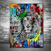 Lion Graffiti Street Art Wall Art HQ Canvas Print