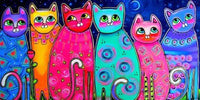 Colorful Cats HQ Canvas print Wall Art Graffiti Pop Art