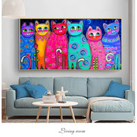 Colorful Cats HQ Canvas print Wall Art Graffiti Pop Art