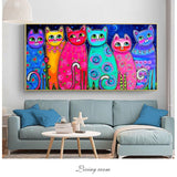 Bunte Katzen HQ Leinwanddruck Wandkunst Graffiti Pop Art