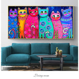 Bunte Katzen HQ Leinwanddruck Wandkunst Graffiti Pop Art