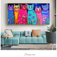 Bunte Katzen HQ Leinwanddruck Wandkunst Graffiti Pop Art