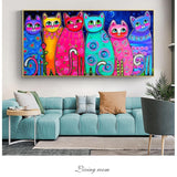 Bunte Katzen HQ Leinwanddruck Wandkunst Graffiti Pop Art