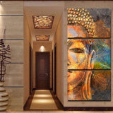 3 Panel Buddha colorful HQ Canvas Print Painting WITH FRAME