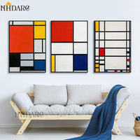 Mondrian Famous Color Block Abstract Style HQ Canvas Print Painting Art