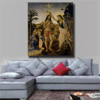 High Quality Canvas Print The Baptism Of Christ Giclee Poster By Leonardo Da Vinci Print Painting