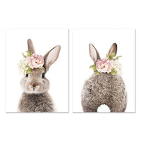 Kids Room Rabbit Bunny Tail Nursery two images set HQ Canvas Print