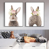 Kids Room Rabbit Bunny Tail Nursery two images set HQ Canvas Print