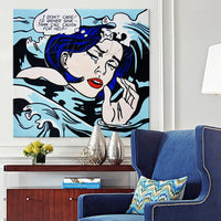 Roy Lichtenstein On Canvas Oil Painting Drowning Girl Pop Art Street (Hand Painted!)