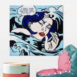 Roy Lichtenstein On Canvas Oil Painting Drowning Girl Pop Art Street (Hand Painted!)